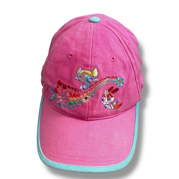 Vintage Power Puff Girls Baseball Hat Embroidered Rainbow Pink Cartoon Network - Picture 1 of 9